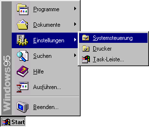 Startmen&uuml; &rarr; Systemsteurung